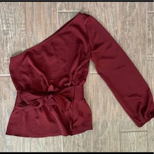 Express One Shoulder Top with Tie Detail